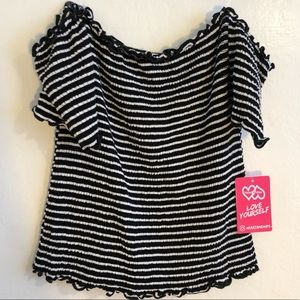 Women’s party crop top black and white striped S